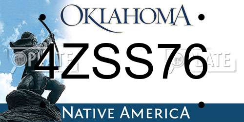 4ZSS76 Oklahoma License Plate