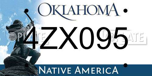 4ZX095 Oklahoma License Plate