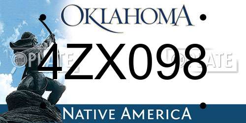 4ZX098 Oklahoma License Plate