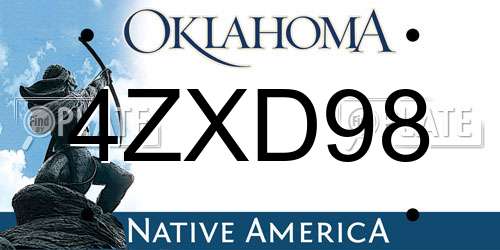4ZXD98 Oklahoma License Plate