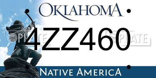 4ZZ460 Oklahoma License Plate