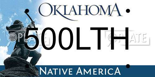 500LTH Oklahoma License Plate