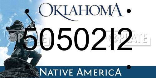 50502I2 Oklahoma License Plate
