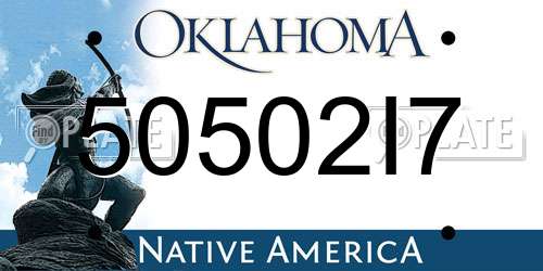50502I7 Oklahoma License Plate