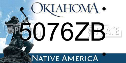 5076ZB Oklahoma License Plate