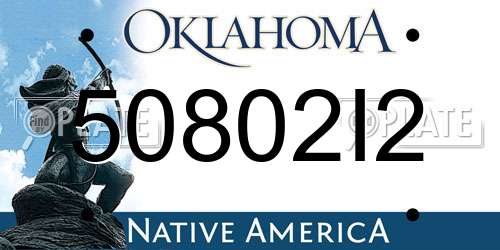 50802I2 Oklahoma License Plate