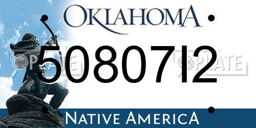 50807I2 Oklahoma License Plate