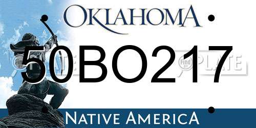 50BO217 Oklahoma License Plate