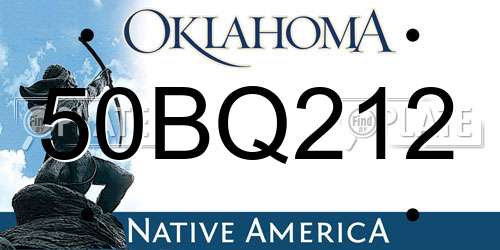 50BQ212 Oklahoma License Plate