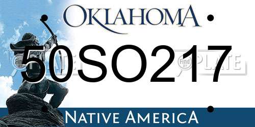 50SO217 Oklahoma License Plate