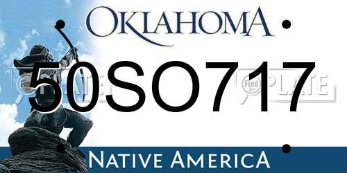 50SO717 Oklahoma License Plate