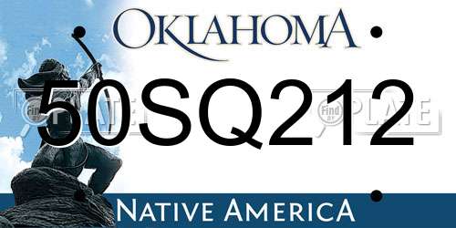 50SQ212 Oklahoma License Plate
