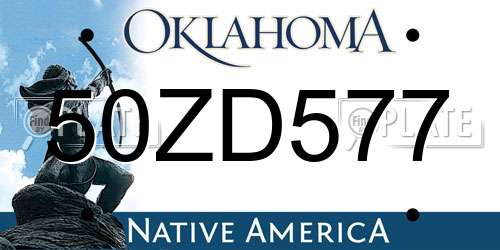 50ZD577 Oklahoma License Plate
