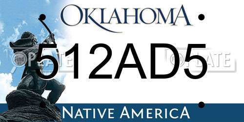 512AD5 Oklahoma License Plate