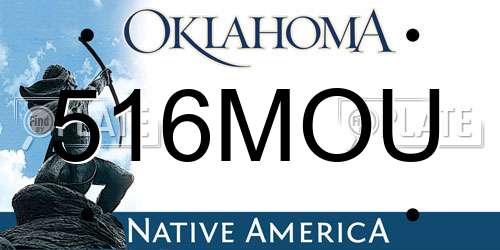516MOU Oklahoma License Plate