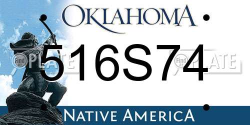516S74 Oklahoma License Plate