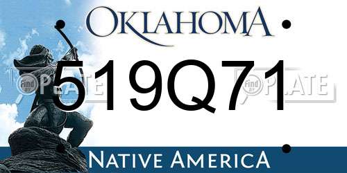 519Q71 Oklahoma License Plate