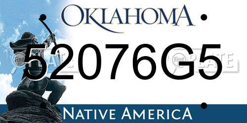 52076G5 Oklahoma License Plate