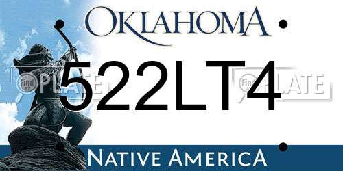 522LT4 Oklahoma License Plate