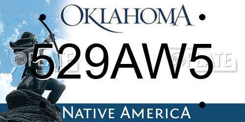 529AW5 Oklahoma License Plate