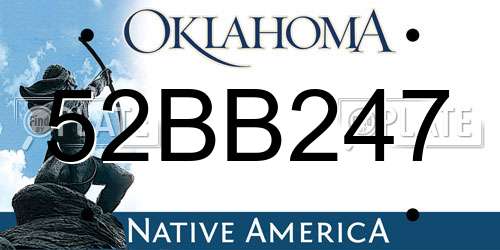 52BB247 Oklahoma License Plate