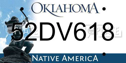 52DV618 Oklahoma License Plate