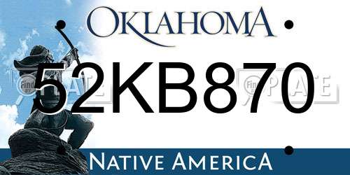 52KB870 Oklahoma License Plate