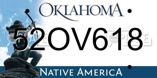 52OV618 Oklahoma License Plate