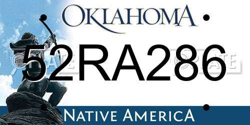 52RA286 Oklahoma License Plate