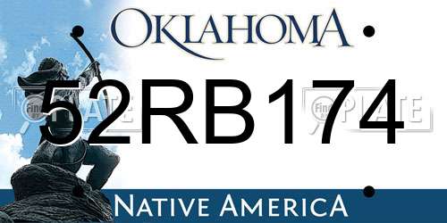 52RB174 Oklahoma License Plate