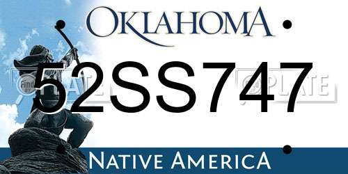 52SS747 Oklahoma License Plate