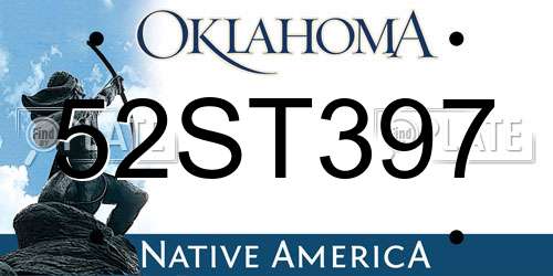 52ST397 Oklahoma License Plate