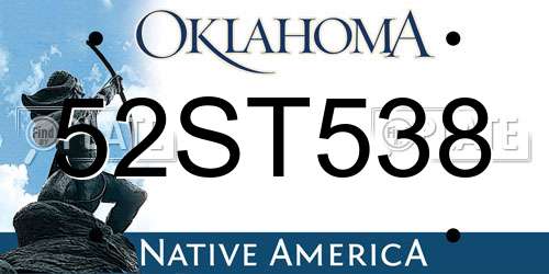 52ST538 Oklahoma License Plate
