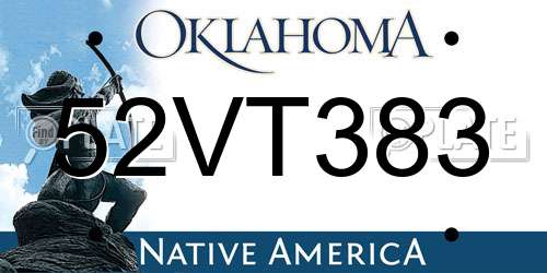 52VT383 Oklahoma License Plate