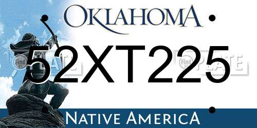 52XT225 Oklahoma License Plate