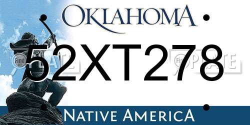 52XT278 Oklahoma License Plate