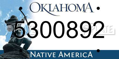 5300892 Oklahoma License Plate