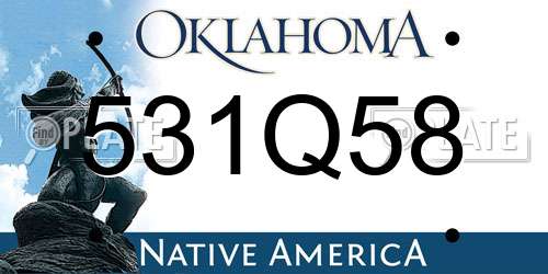 531Q58 Oklahoma License Plate