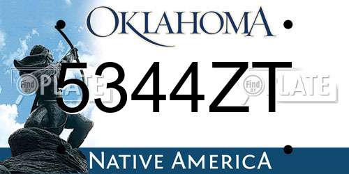 5344ZT Oklahoma License Plate