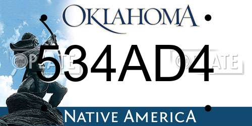 534AD4 Oklahoma License Plate
