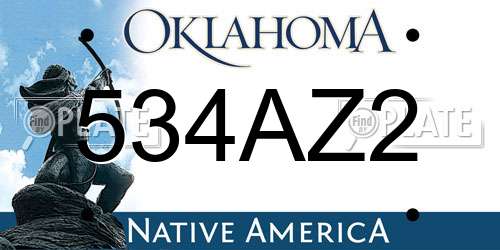 534AZ2 Oklahoma License Plate