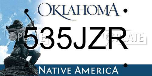 535JZR Oklahoma License Plate