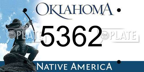 5362 Oklahoma License Plate