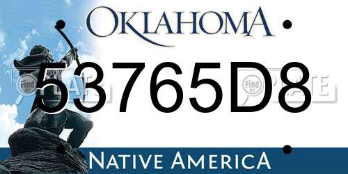 53765D8 Oklahoma License Plate