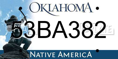 53BA382 Oklahoma License Plate