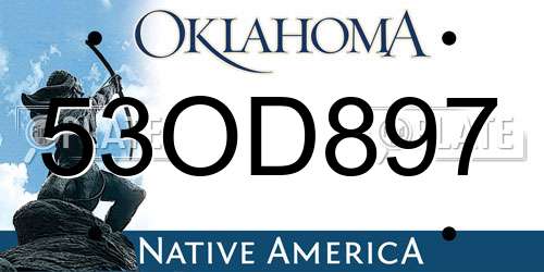 53OD897 Oklahoma License Plate