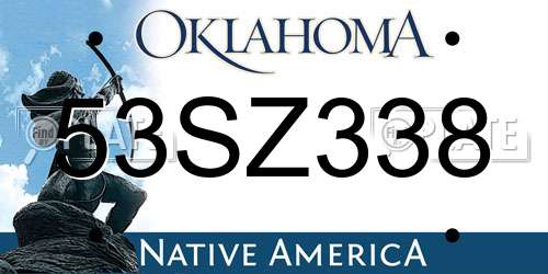 53SZ338 Oklahoma License Plate