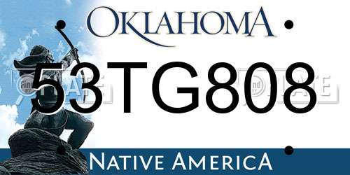53TG808 Oklahoma License Plate