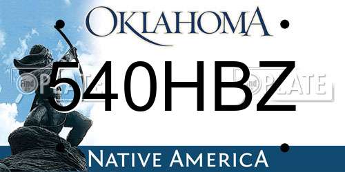 540HBZ Oklahoma License Plate