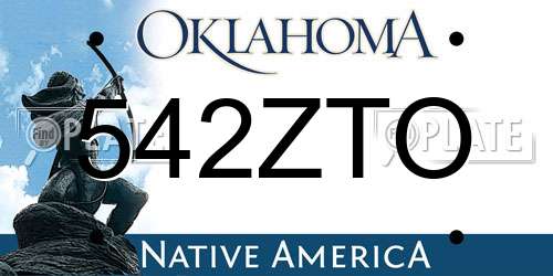 542ZTO Oklahoma License Plate